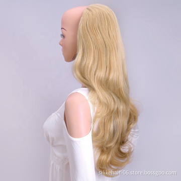 Manufacturer Wholesale  Body Weave Wavy Ombre Blonde  Color 24 Inch  3/4 Half Wigs  Synthetic Hair Extensions For White Women
